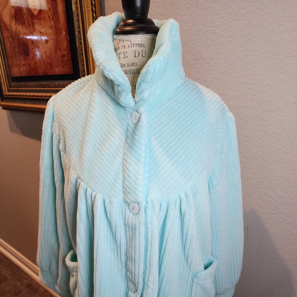 Vintage Light Blue 100% Polyester Shacket (House Coat) SZ XXL